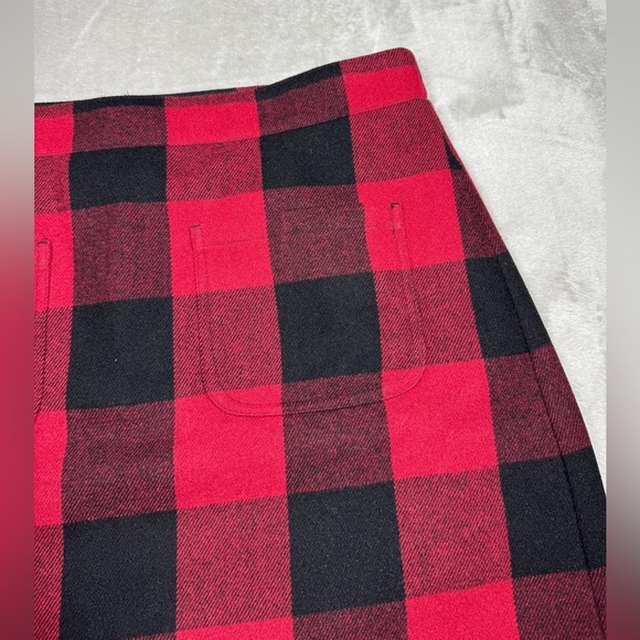 J.Crew Factory Wool Blend Harvest Plaid Buffalo Red Black Mini Skirt Size 12 - Picture 5 of 16